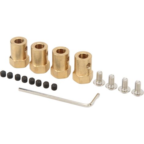 4 Pcs Connecteurs en Laiton pour Roues d'Extension de Moteur RC, Combinateur de Moyeu pour Voiture RC WPL, Pièce de Remplacement (1/5)