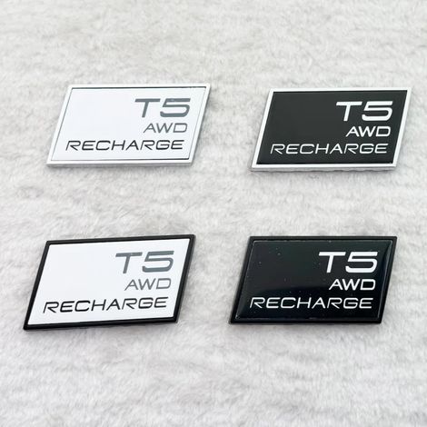(T5 1 pièces-noir blanc) emblème 3D Premium pour voiture, adhésif pour garde-boue, mâle, capot arrière, Compatible avec XC40, XC60, XC90, V40, S40, S6 (1/4)