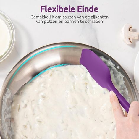 Spatola in silicone, cucchiaio raschietto da cucina, per cucinare e cuocere al forno, design senza giunture, set da 2 pezzi, viola (1/5)