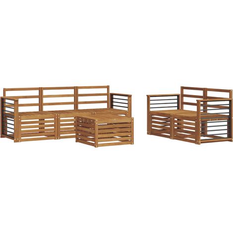 Set di divani da esterno 6 pz Naturale Legno di Acacia Massello vidaXL (1/5)