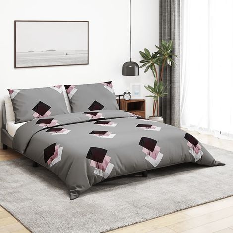 Bettwäsche-Set Grau 200x200 cm Baumwolle (1/5)