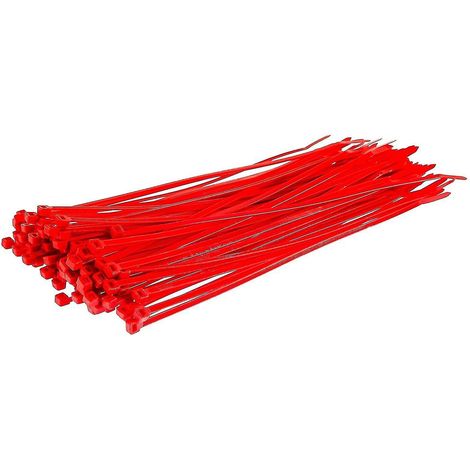 Lange, robuste silberne Kabelbinder, 370 mm x 4,8 mm, 100er-Packung, aus hochwertigem Nylon, 300 mm x 3,6 mm Reißverschluss, rot
