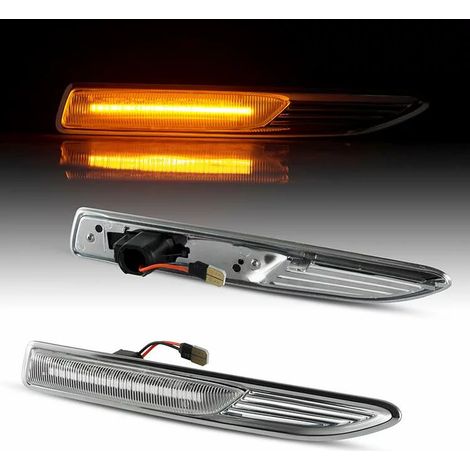 KIT 2 INDICATORI DI DIREZIONE LATERALI A LED COMPATIBILE CON Ford Mondeo MK4 BA7 2007-2010 CHROM , VETRO GIALLO