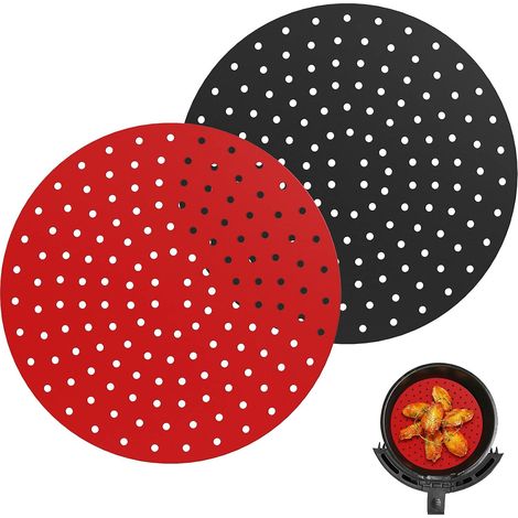Lot de 2 doublures de friteuse à air réutilisables, tapis ronds de panier de friteuse à air de 22,9 cm, antiadhésifs (1/5)