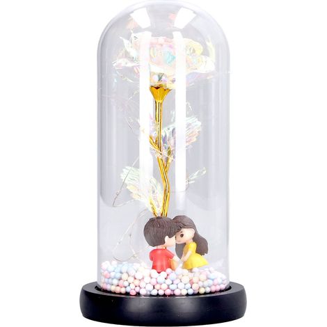 Veilleuse LED en verre, lampe de nuit romantique en forme de rose, cadeau coloré pour la Saint-Valentin ou un mariage (1/5)