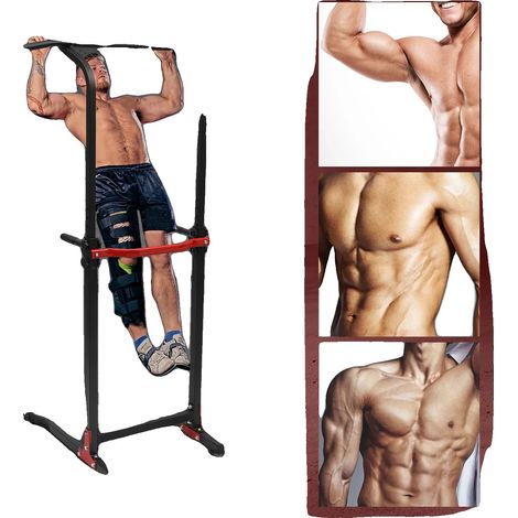 Klimmzug- und Dip-Station, höhenverstellbar 165–210 cm, Belastbarkeit 150 kg, robuste Stahlkonstruktion, kompaktes Design, Montage erforderlich (1/5)