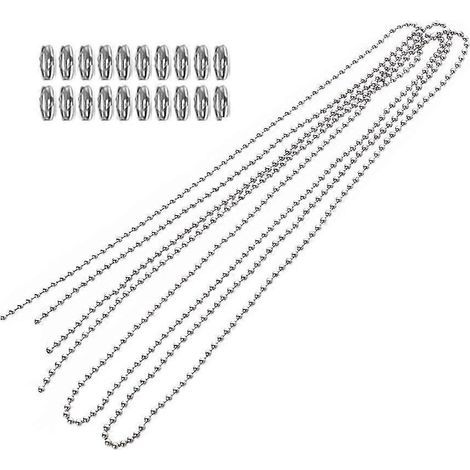 ensemble de chaînette de plafond avec connecteur, rallonge de chaînette à billes avec connecteur assorti, accessoire pour interrupteur de lampe de chevet ou ventilateur.-M-Silver (1/4)