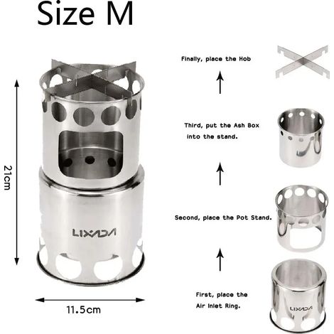 Poêle à bois portable, réchaud à bois de chauffage, brûleur de cuisson extérieur en acier inoxydable, réchaud à bois léger pour pique-nique et camping, réchauds de cuisson portables (1/3)