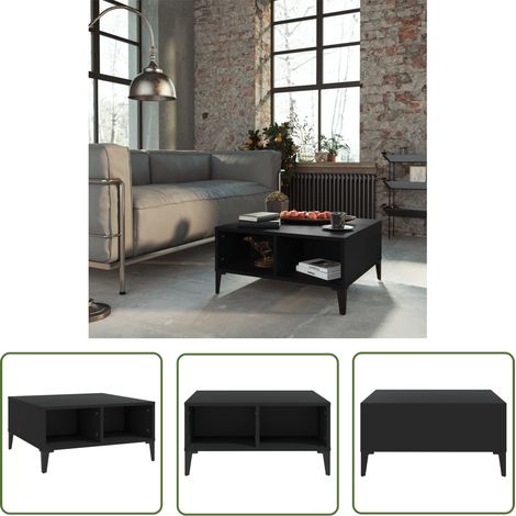 The Living Store Table basse noir 60x60x30 cm bois d'ingénierie - Table Basse - Meubles De Salon - Table D'appoint - Table Noire - Table Design (1/5)