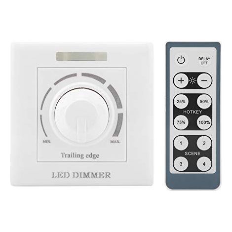 Gradateur pour lumière LED, Variateur de lumière LED réglable Variateur de luminosité + Télécommande infrarouge, Gradateur LED avec fonction d'arrêt différé(220V) (1/4)