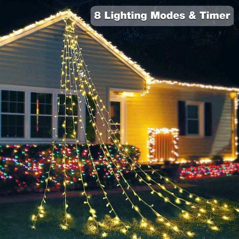 LED Lichterkette Außen WarmWeiß 3.5m 350 LED Weihnachtsbeleuchtung Aussen Strom lichterketten mit 8 Leuchtmodi, Wasserdicht für Party, Garten, Baum, Weihnachten Deko [Energieklasse G]