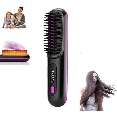 Brosse Lissante Chauffante Portable Cheveux 200°C Peigne Électrique (1/5)