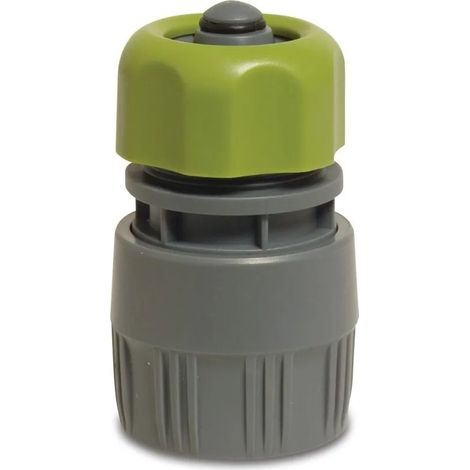 Connettore a scatto Flotide in PVC-U da 15-19 mm con morsetto x femmina a scatto, grigio-verde con funzione di arresto.