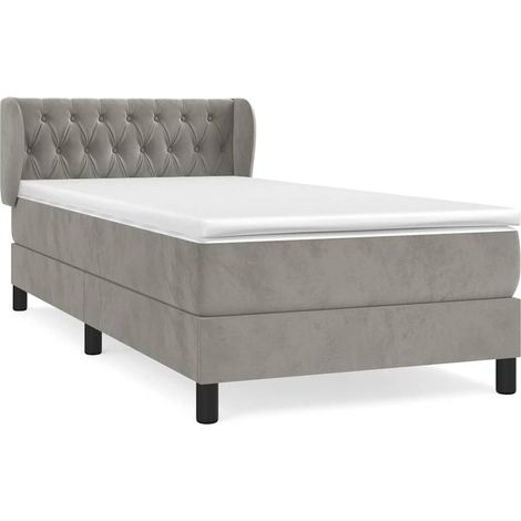 Maison Exclusive - Boxspringbett mit Matratze Hellgrau 90x190 cm (1/5)