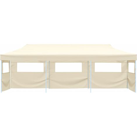 Tente de réception pliable escamotable avec 5 parois 3x9m crème (1/5)