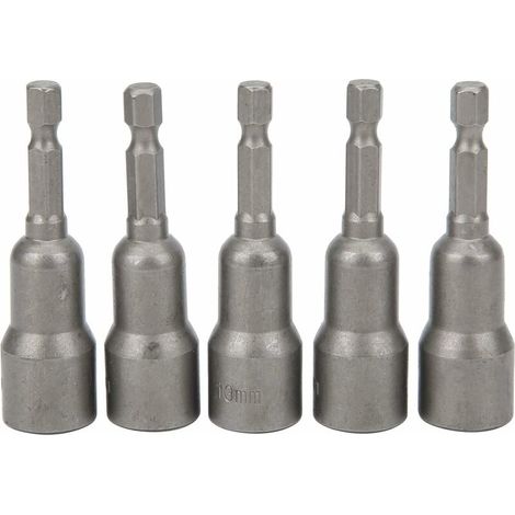 Jeu de 5 clés à douille 13x65mm en acier chrome-vanadium, avec embout magnétique puissant, perceuse, tournevis, douille hexagonale et clé à chocs pneumatique.