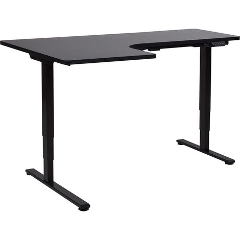 Eckschreibtisch elektrisch höhenverstellbar DESTINES Schwarz 160 cm 109 cm linksseitig