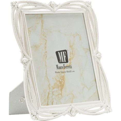 Cornice portafoto Ribbon argento con profilo a nastro 20x25 cm