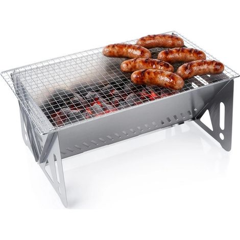 Foldable stainless steel charcoal grill 40x24x17 cm 235492357 (1/5)