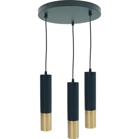 Suspension métal Circus noir/or 3xGU10 IdeaLED Ø30cm