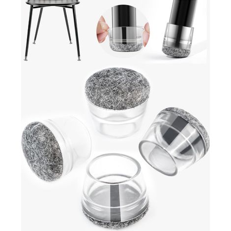 24 Pièces - Patins pour Chaises - Protection Pied de Chaise - Réduction de Bruit et Anti-Rayures pour Sols en Bois et Carrelage - Gris - 15-20mm (1/5)