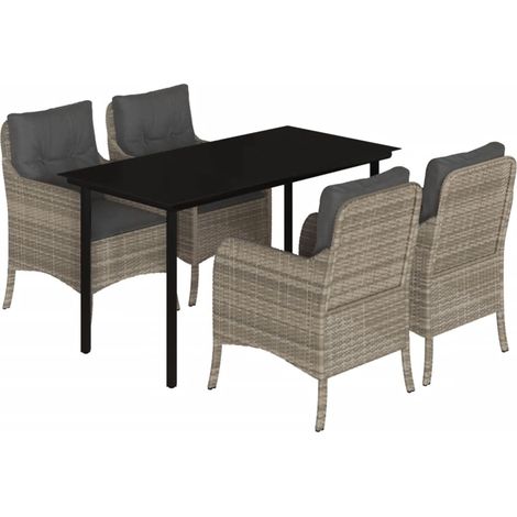 Maison Exclusive - Set comedor de jardín 5 pzas cojines ratán sin (1/5)