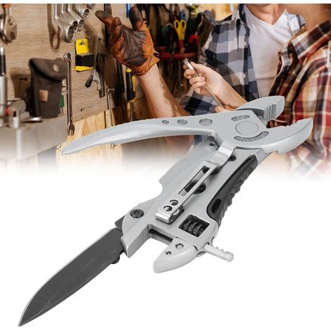 Pince multifonction pliante en acier inoxydable outil de survie polyvalent réglable pour bricolage et camping équipement de poche compact (1/5)