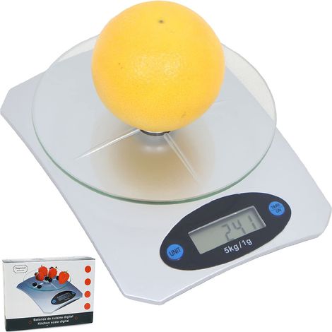 Balance de cuisine numérique avec plateau, échelle 5 kg/1 g.-AquaForge