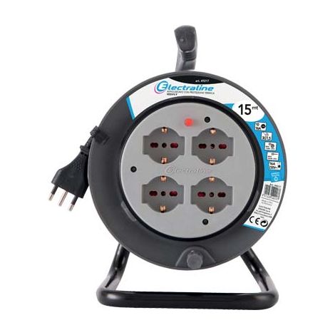 AVVOLGICAVO BRICOLAGE ELECTRALINE 2P+T 16A BIPASSO SCHUKO X4 n°XMMQ 3X15 MT 15
