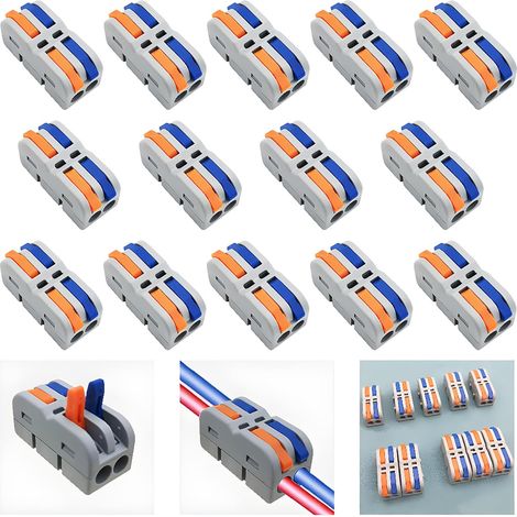 Electrical Connector, 14 Pieces SPL-2M Mini Electrical Connection Terminal, Cable Wire Connector Can Be Freely Combined (Multicolour Lever) (1/5)