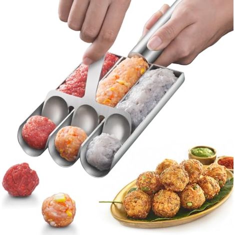 Façonneuse à boulettes de viande - machine à boulettes de viande manuelle - outil à boulettes de viande en acier inoxydable - ustensile de cuisine pour boulettes de viande avec spatule (1/3)
