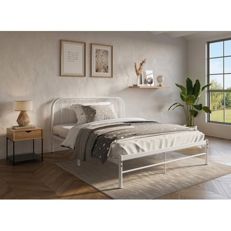 Deco In Paris – Lit double en métal blanc 160x200 cm – Structure robuste – Design épuré – Confort optimal pour chambre moderne (1/5)