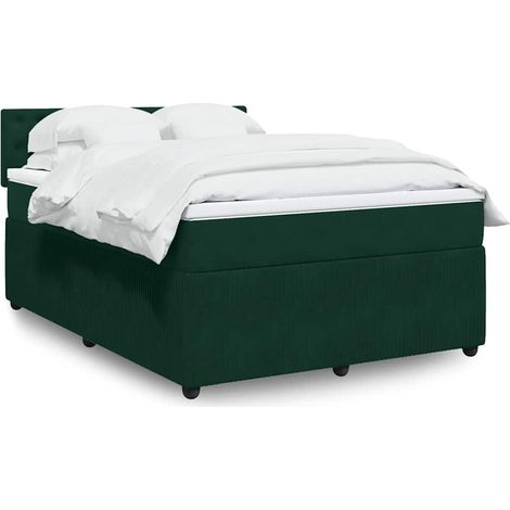 Boxspringbett mit Matratze Dunkelgrün 160x200 cm Samt