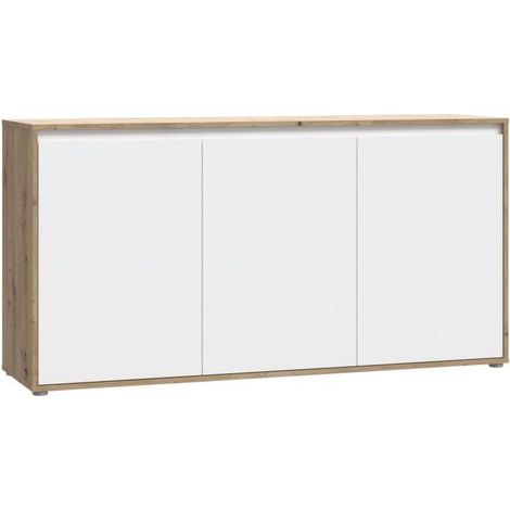 Buffet 3 portes AUCUNE SKELPE 152,6 cm blanc mat chêne Artisan (1/5)