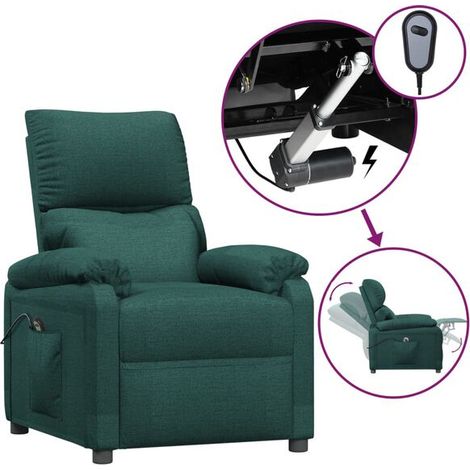 Fauteuil inclinable électrique en tissu vert foncé (1/5)