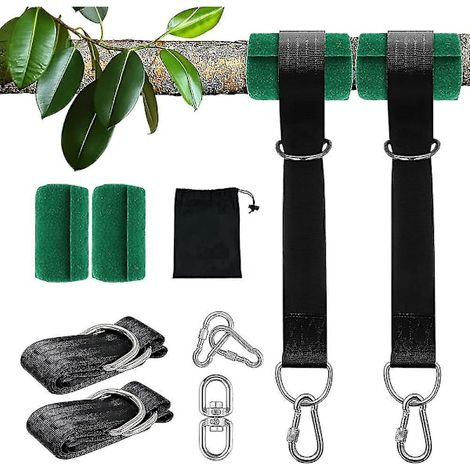 Tree Swing Hanging Straps Kit 2x5ft Heavy Duty Swing Hanger med karbinhakar, trädskydd och vridkrok (1/5)