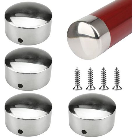 4 Pcs (45mm) Embout De Main Courante Acier Inoxydable, Couvercle D'ExtréMité De L'Accoudoir Super Mince De 0,4 Mm,Embouts Ronds Pour Rampe D'Escalier, Avec 4 Vis En Acier Inoxydable (1/5)
