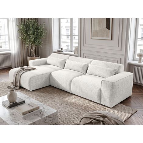 AX LIVING Wohnlandschaft mit Schlaffunktion Ruyam Perlweiß Sofa L (1/5)