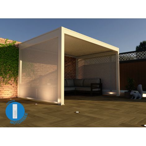 Store Latéral Zippé Motorisé 3m Blanc Pour Pergola Bioclimatique Adossée O ORIAL Made in France (1/4)
