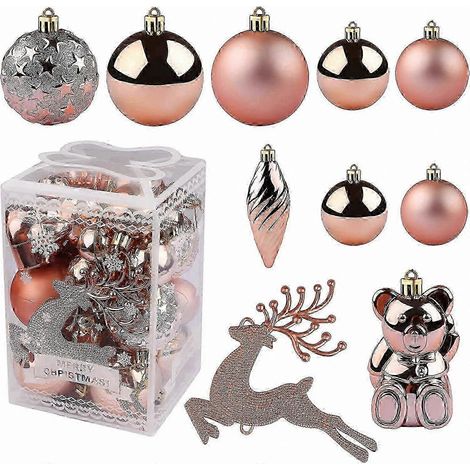 Ornements en forme de goutte en or rose 8,5 cm - Lot de 30 mini boules de Noël pour la décoration des fêtes (1/5)