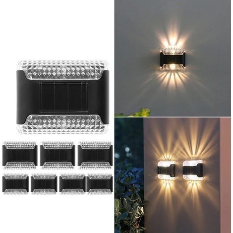 8-unit solar wall light, adjustable outdoor wall light, waterproof LED step light, solar fence light for garden or porch (1/5)