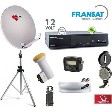 Pack Camping - FRANSAT - Parabole 60 cm - LNB Golden Media 0,1dB - Décodeur 12V - Trepied Alu