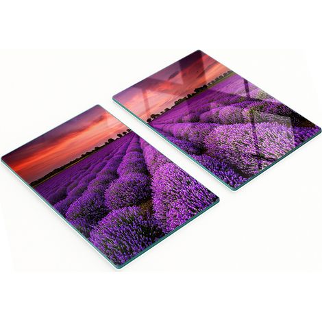 Taglieri decorativi in vetro per snack, motivo campo di lavanda, 2x40x52 cm (1/5)