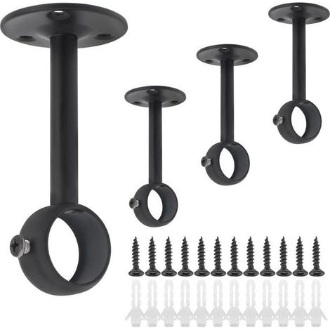 Gardinenstangenhalterungen, 4 Stück. Robuste Deckengardinenstangenhalterung aus Edelstahl für 25 mm (4,25 mm) Gardinenstangen. (1/5)