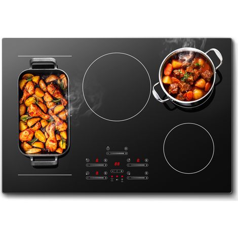 Plaque Induction 5 feux avec 1 Flexzone,encastrable 77 cm,9500W,9 niveaux,Minuteur 1-99 min (1/5)