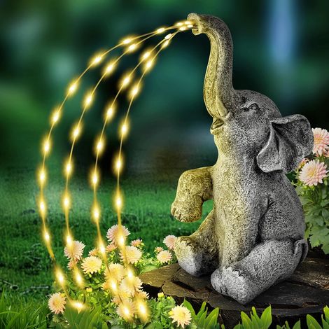 Solar Light Elephant, Outdoor Elephant Statues with Solar Lanterns, Waterproof Resin Elephant Decor for Garden Parks Lawns (1/5)
