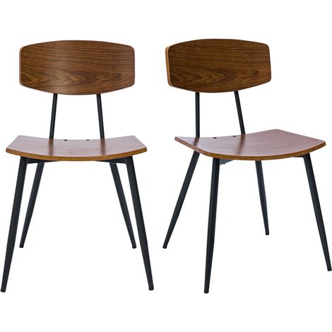 Sedie vintage in legno scuro noce e metallo nero (set di 2) JOLINE