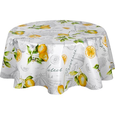 Nappe en toile cirée ronde grand format motifs citron CITE