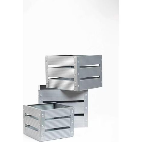 Orion91oficial - Set of 3 Metal Storage Boxes in Grey, ideal for home and professional use, dimensions 20x25.5x25.5 cm, 17.3x21.5x21.5 cm, 14x17.7x17.7 cm, non-assembly required, perfect for organizin (1/5)