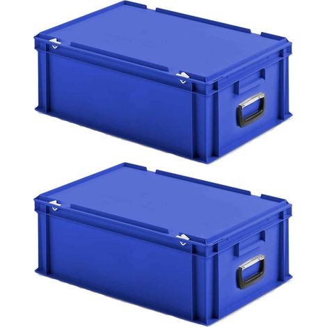 BRB Lot de 2 valises Euro - Dimensions (L x l x h) : 600 x 400 x 230 mm - Bleu - En plastique polypropylène (PP)